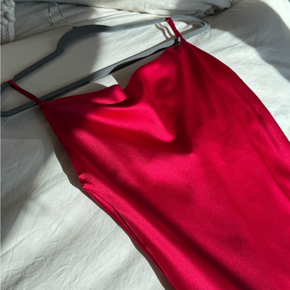 Sleek Red Satin Dress